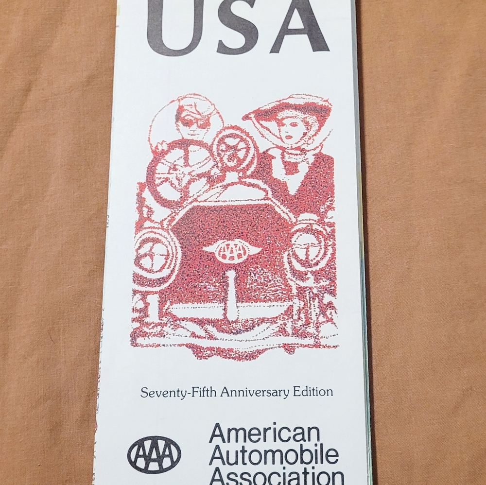 Vintage AAA Usa Road Map 75th Anniversary Edition 1977